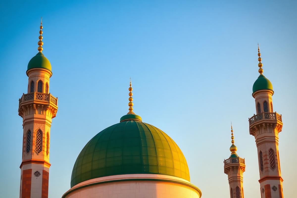 القبة الخضراء للمسجد النبوي الشريف بالمدينة المنورة